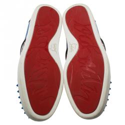 Christian Louboutin Blue Spike Leather and Loubi Print Nazapunta Skate Sneakers Size 42