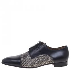 Christian Louboutin Black Leather And Canvas Bruno Orlato Oxfords Size 43.5