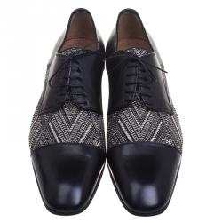Christian Louboutin Black Leather And Canvas Bruno Orlato Oxfords Size 43.5