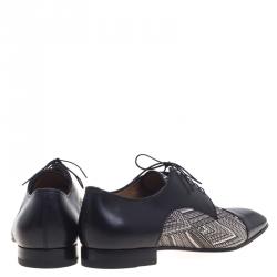 Christian Louboutin Black Leather And Canvas Bruno Orlato Oxfords Size 43.5
