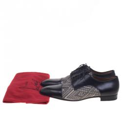 Christian Louboutin Black Leather And Canvas Bruno Orlato Oxfords Size 43.5