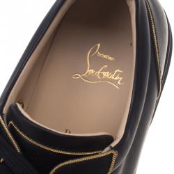 Christian Louboutin Black Leather Rush Spike Lace Up Sneakers Size 43