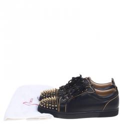 Christian Louboutin Black Leather Rush Spike Lace Up Sneakers Size 43