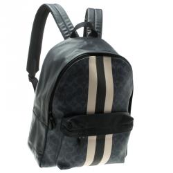 Coach Navy Blue Coated Canvas and Leather New Varsity Charles Backpack