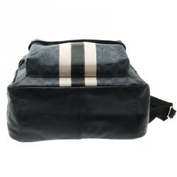 Coach Navy Blue Coated Canvas and Leather New Varsity Charles Backpack