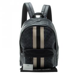 Coach Navy Blue Coated Canvas and Leather New Varsity Charles Backpack