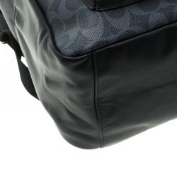 Coach Navy Blue Coated Canvas and Leather New Varsity Charles Backpack