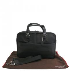 Coach Black Leather Single Zip Top Briefcase