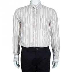 Pre Owned D&G Men's White Striped Cotton Shirt M
