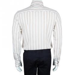 Pre Owned D&G Men's White Striped Cotton Shirt M