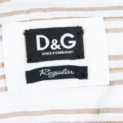 Pre Owned D&G Men's White Striped Cotton Shirt M