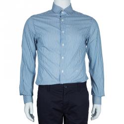Pre Owned D and G Men's Blue Striped Shirt XXL