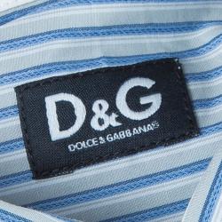 Pre Owned D and G Men's Blue Striped Shirt XXL