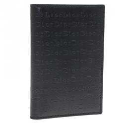 Dior Black Logo Embossed Leather Card Holder