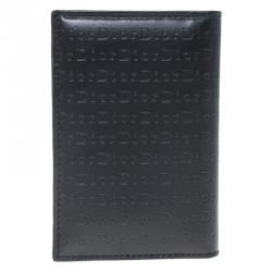 Dior Black Logo Embossed Leather Card Holder