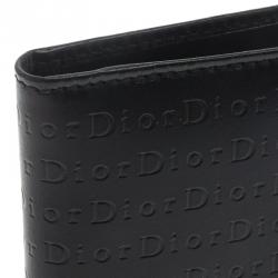 Dior Black Logo Embossed Leather Card Holder