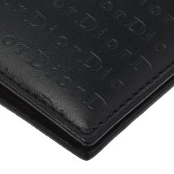 Dior Black Logo Embossed Leather Card Holder