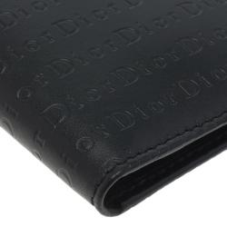 Dior Black Logo Embossed Leather Card Holder