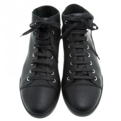 Pre Owned Dior Homme Black Leather High Top Sneakers Size 42