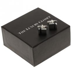 Pre Owned Dior Silver and Black Stainless Steel Cassic Cufflinks