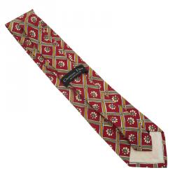 Pre Owned Dior Red Floral Print Silk Tie