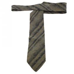 Pre Owned Dior Grey and Black Printed Silk Tie