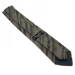 Pre Owned Dior Grey and Black Printed Silk Tie