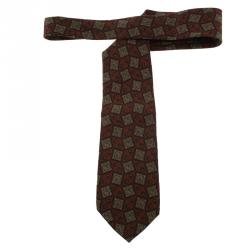 Dior Brown and Blue Printed Silk Tie