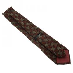 Dior Brown and Blue Printed Silk Tie