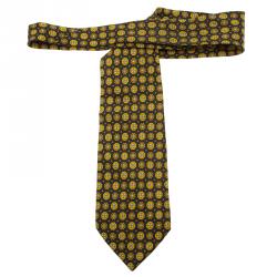 Dior Blue and Yellow Printed Silk Tie