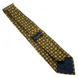 Dior Blue and Yellow Printed Silk Tie