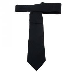 Pre Owned Dior Navy Blue Logo Silk Tie