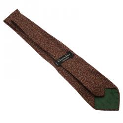 Pre Owned Dior Brown and Green Printed Silk Tie