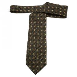 Pre Owned Dior Black Floral Silk Tie