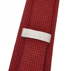 Pre Owned Dior Red Woven Check Silk Tie
