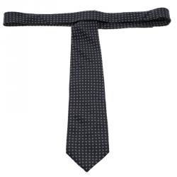 Dior Navy Blue Printed Silk Traditional Tie