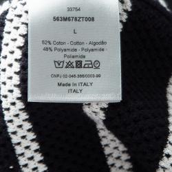 Dior Navy Blue Striped Perforated Knit Sweater L