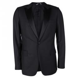 Dior Black Wool Satin Panel Detail Regular Fit Tailored Suit L