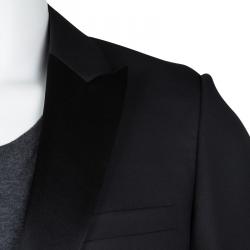 Dior Black Wool Satin Panel Detail Regular Fit Tailored Suit L