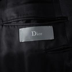 Dior Black Wool Satin Panel Detail Regular Fit Tailored Suit L