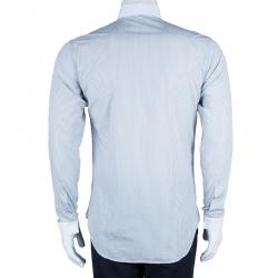Pre Owned Dior Men's Gray Striped Contrast Collar Shirt S