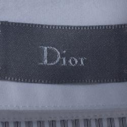 Pre Owned Dior Men's Gray Striped Contrast Collar Shirt S