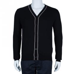 Pre Owned Dior Men's Black Contrast Piping Cardigan M
