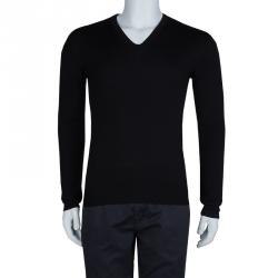 Dior Black V-Neck Wool Sweater S