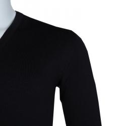 Dior Black V-Neck Wool Sweater S
