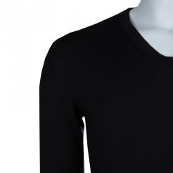 Dior Black V-Neck Wool Sweater S
