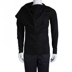 Pre Owned Dior Black Cotton Asymmetric Cape Collar Detail Shirt S