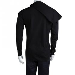 Pre Owned Dior Black Cotton Asymmetric Cape Collar Detail Shirt S