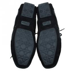 Dior Black Cannage Patent and Suede Sneakers Size 40