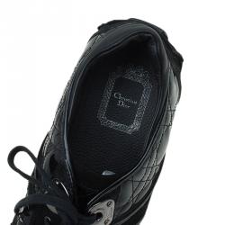 Dior Black Cannage Patent and Suede Sneakers Size 40